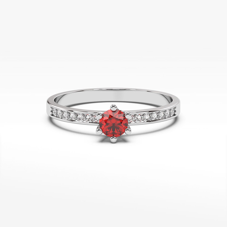 Pierścionek z białego złota z rubinem - próba 585 0,22CT PV-110BR