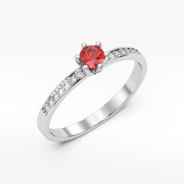 Pierścionek z białego złota z rubinem - próba 585 0,22CT PV-110BR
