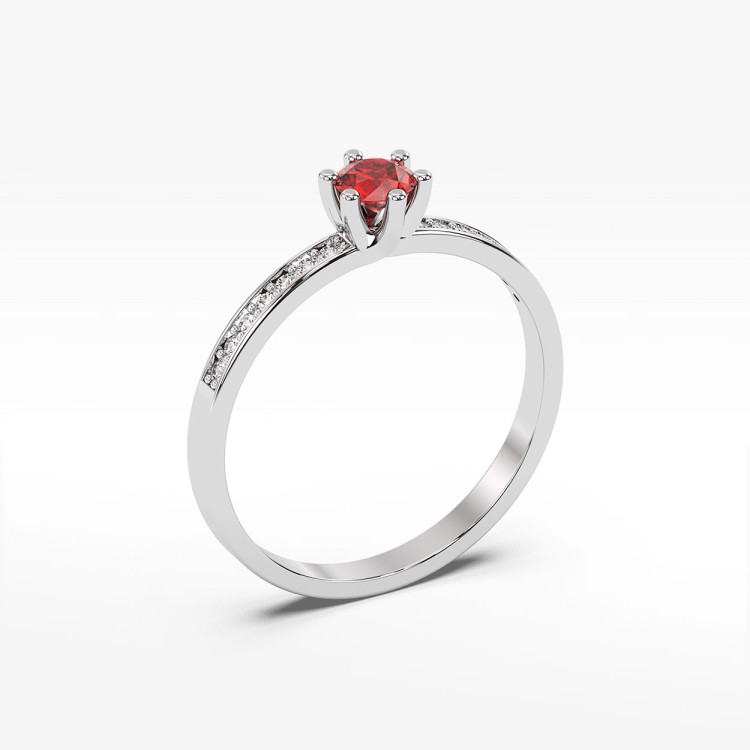 Pierścionek z białego złota z rubinem - próba 585 0,22CT PV-110BR