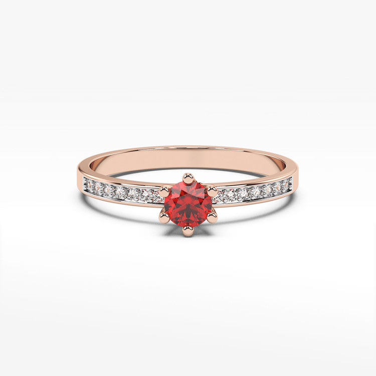 Pierścionek z różowego złota z rubinem - próba 585 0,22CT PV-110CR
