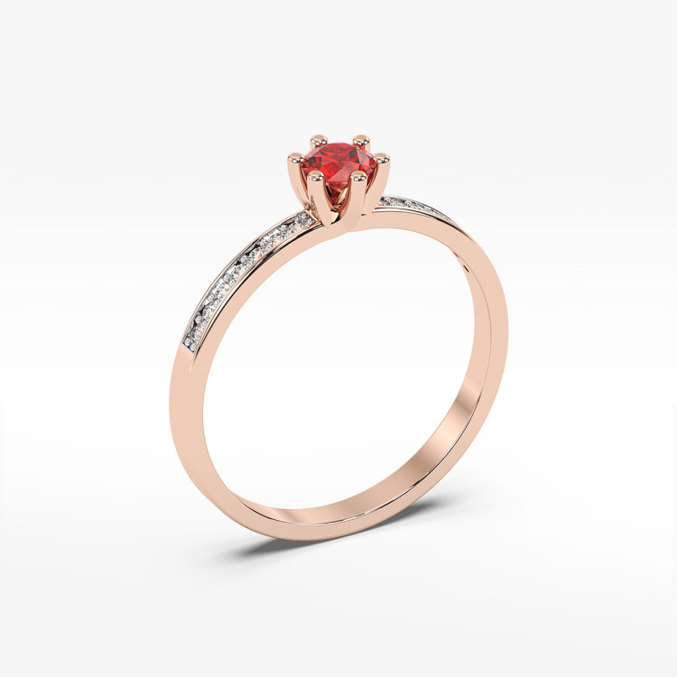 Pierścionek z różowego złota z rubinem - próba 585 0,22CT PV-110CR