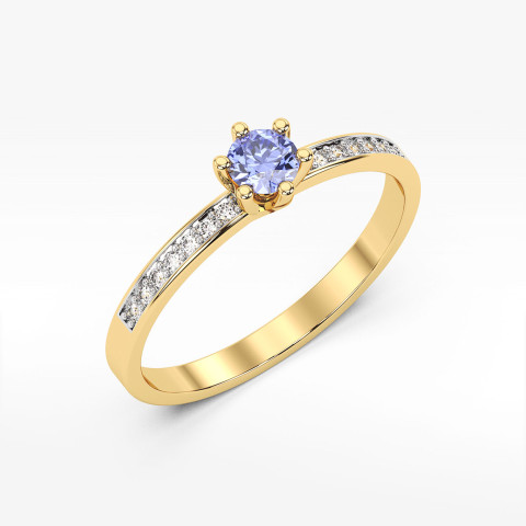 Pierścionek z żółtego złota z tanzanitem - próba 585 0,22CT PV-110ATAN