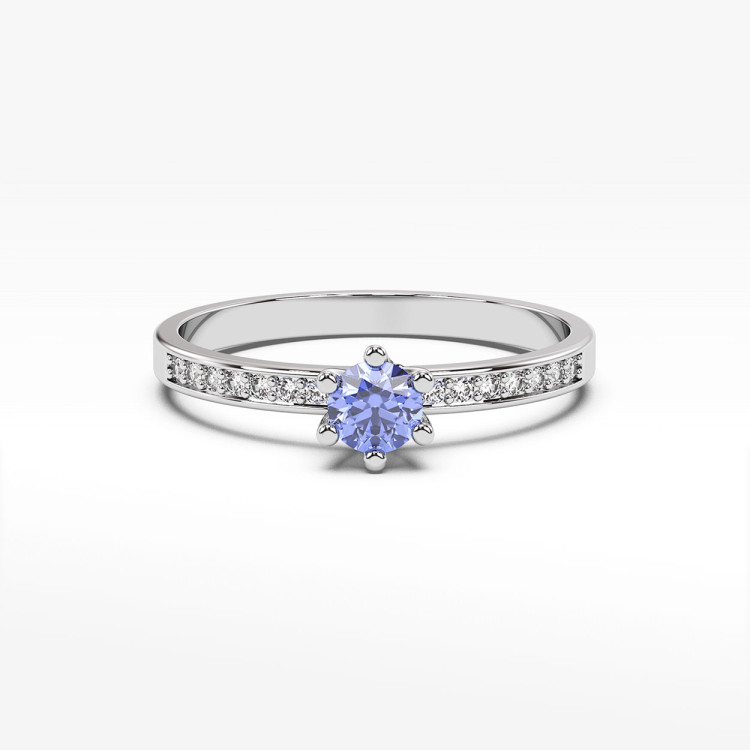 Pierścionek z białego złota z tanzanitem - próba 585 0,22CT PV-110BTAN