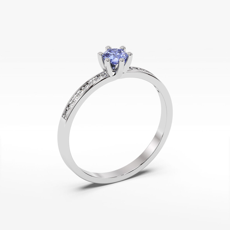 Pierścionek z białego złota z tanzanitem - próba 585 0,22CT PV-110BTAN