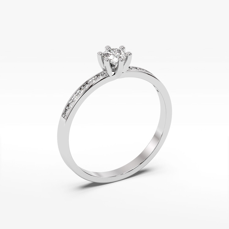 Pierścionek z białego złota z diamentami  - próba 585 0,37CT PV-051B