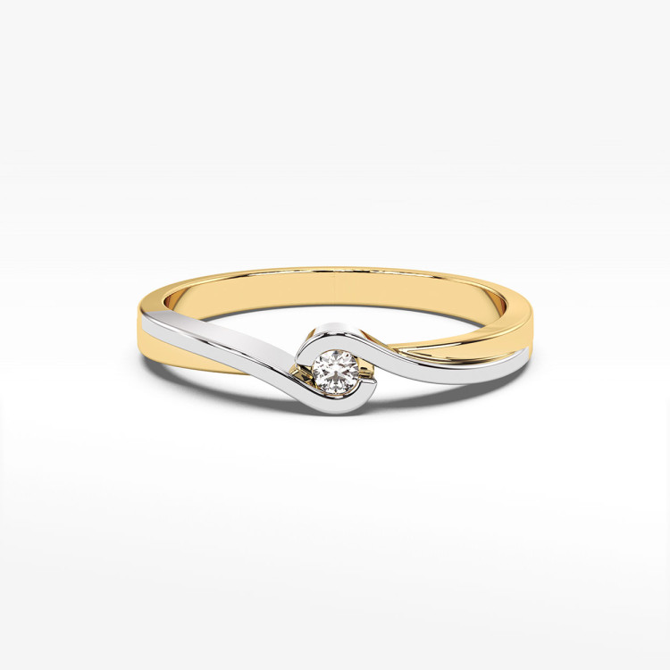 Pierścionek z żółtego złota z diamentem - próba 585 0,05CT PV-117A