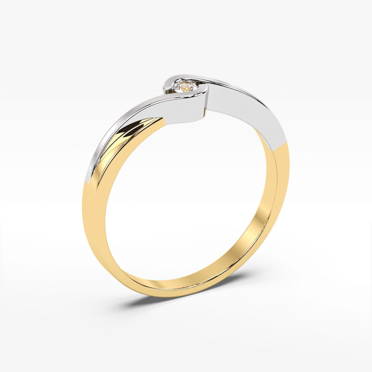 Pierścionek z żółtego złota z diamentem - próba 585 0,05CT PV-117A