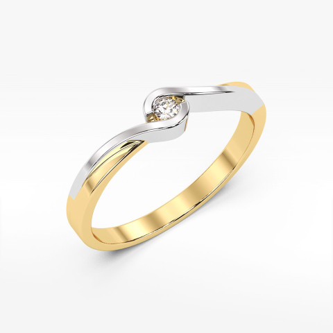Pierścionek z żółtego złota z diamentem - próba 585 0,05CT PV-117A