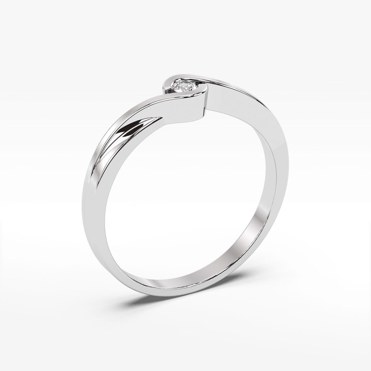 Pierścionek z białego złota z diamentem - próba 585 0,05CT PV-117B