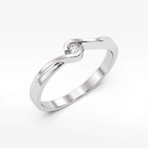 Pierścionek z białego złota z diamentem - próba 585 0,05CT PV-117B