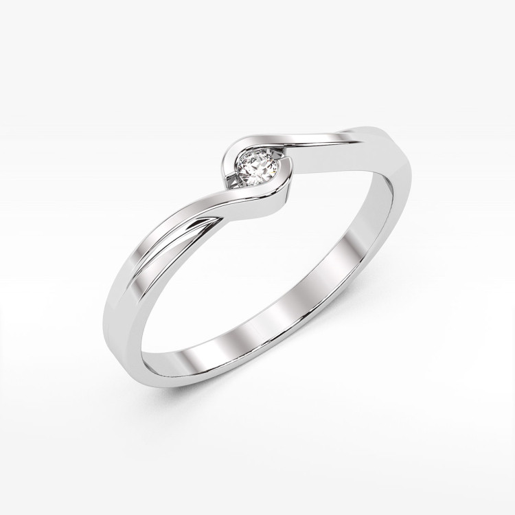 Pierścionek z białego złota z diamentem - próba 585 0,05CT PV-117B