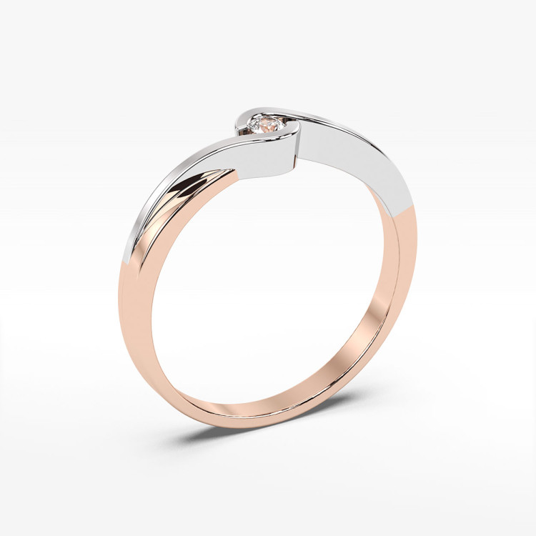 Pierścionek z różowego złota z diamentem - próba 585 0,05CT PV-117C