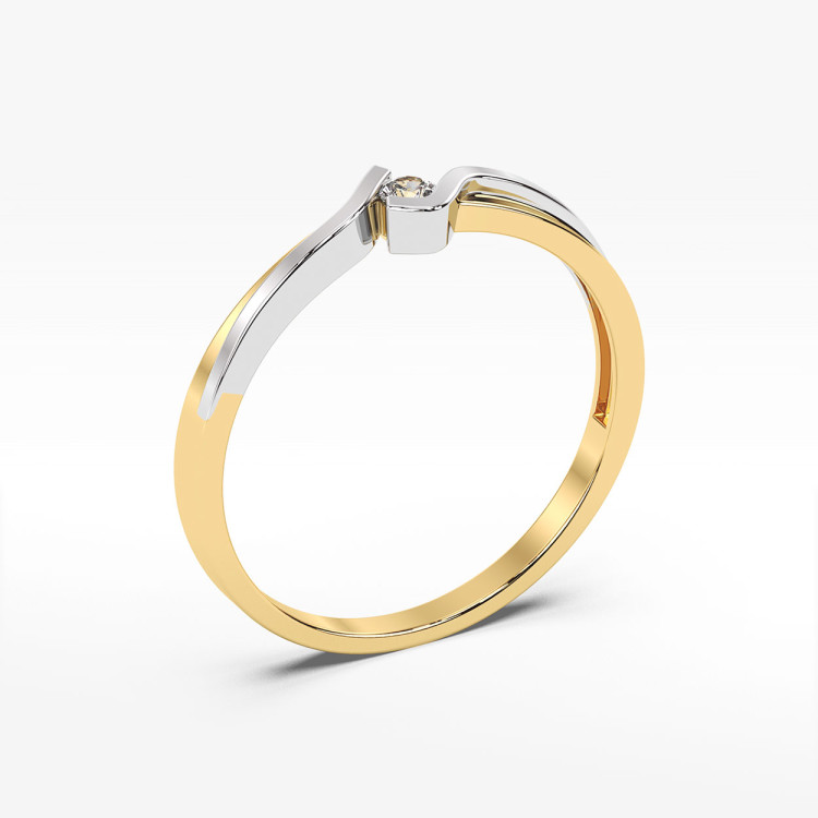 Pierścionek z żółtego złota z diamentem - próba 585 0,04CT PV-122A