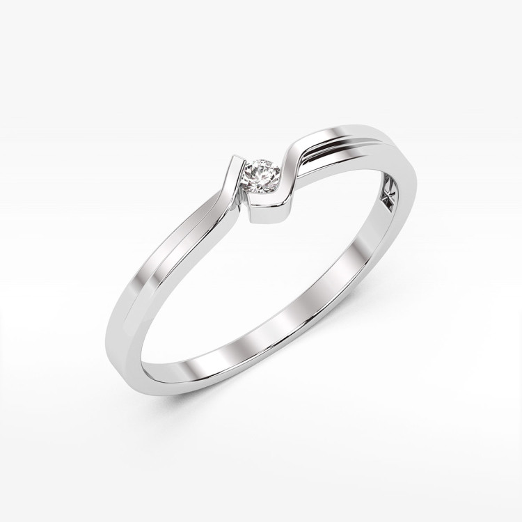 Pierścionek z białego złota z diamentem - próba 585 0,04CT PV-122B