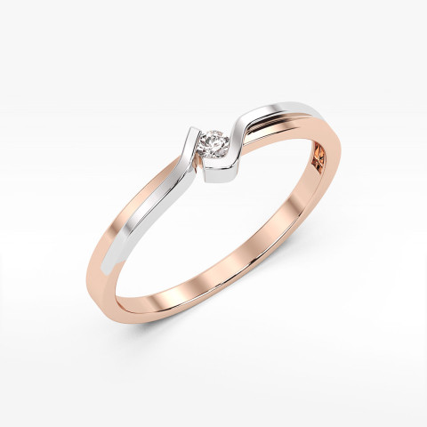 Pierścionek z różowego złota z diamentem - próba 585 0,04CT PV-122C