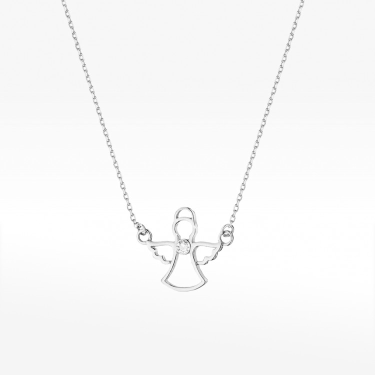 Naszyjnik z białego złota z diamentem - próba 585 0,015CT C-044B
