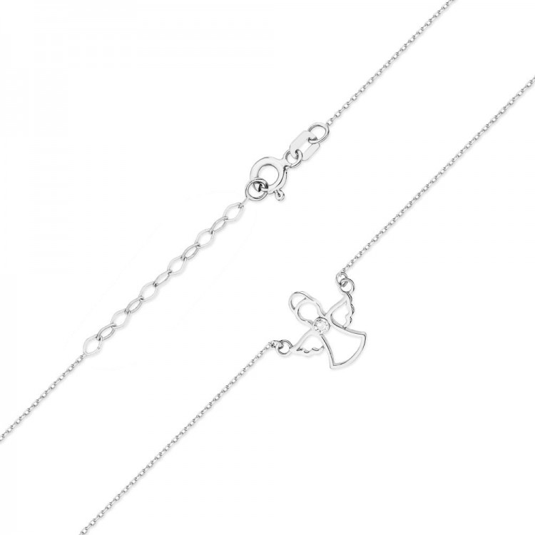 Naszyjnik z białego złota z diamentem - próba 585 0,015CT C-044B
