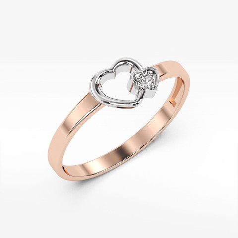Pierścionek z różowego złota z diamentem - próba 585 0,02CT PV-155C