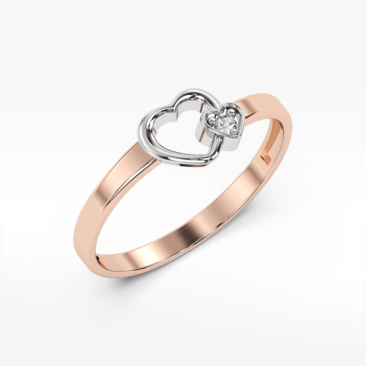 Pierścionek z różowego złota z diamentem - próba 585 0,02CT PV-155C