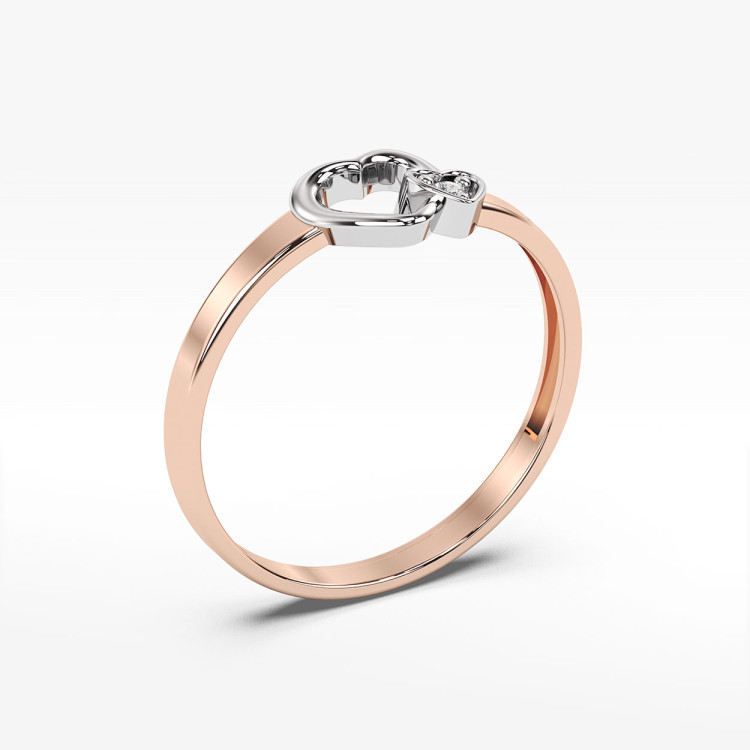 Pierścionek z różowego złota z diamentem - próba 585 0,02CT PV-155C