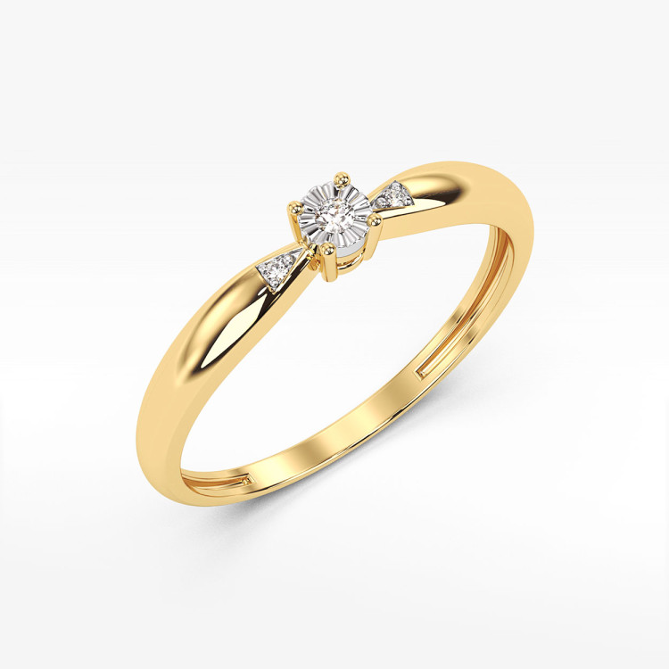 Pierścionek z żółtego złota z diamentami  - próba 585 0,03CT PV-173A