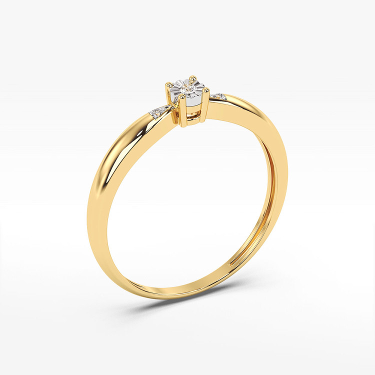 Pierścionek z żółtego złota z diamentami  - próba 585 0,03CT PV-173A