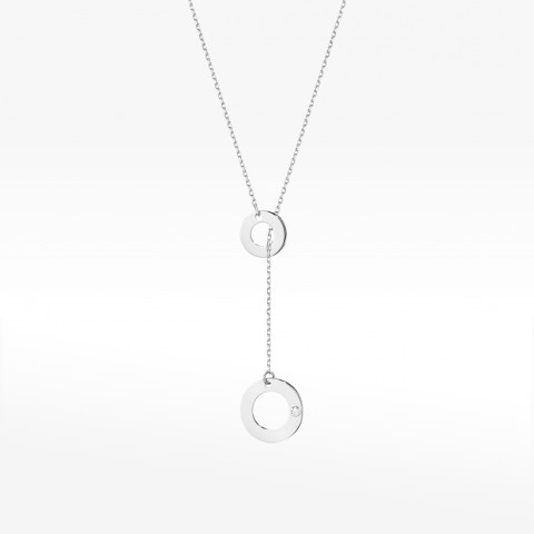 Naszyjnik z białego złota z diamentem - próba 585 0,015CT C-045A