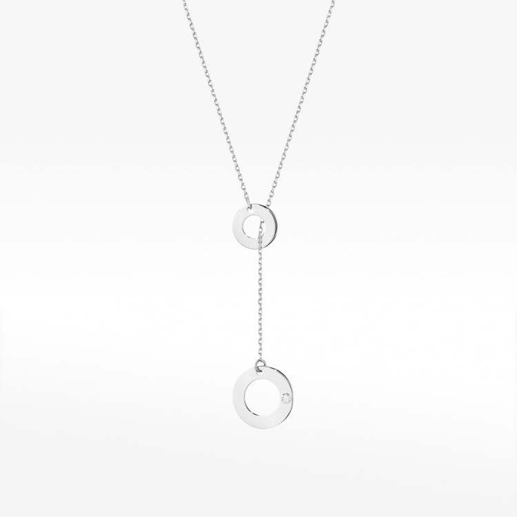 Naszyjnik z białego złota z diamentem - próba 585 0,015CT C-045A