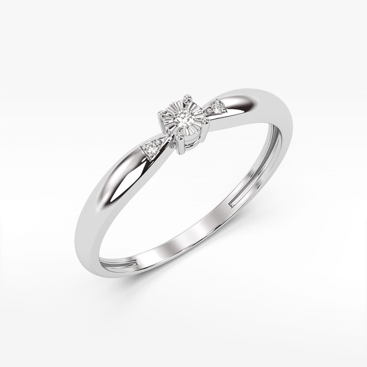 Pierścionek z białego złota z diamentami  - próba 585 0,03CT PV-173B