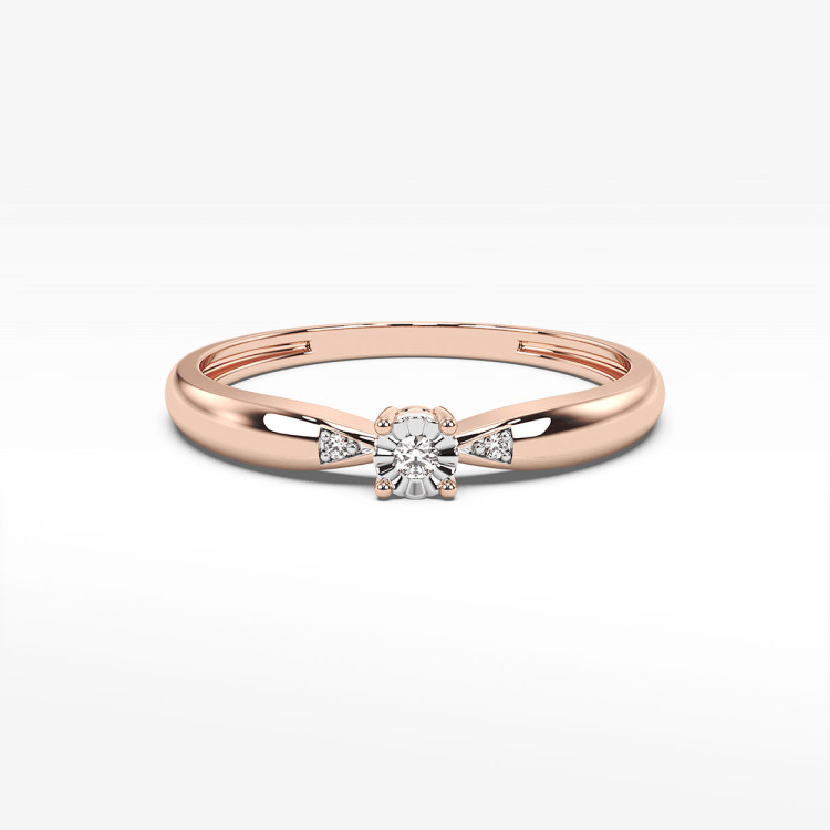 Pierścionek z różowego złota z diamentami  - próba 585 0,03CT PV-173C