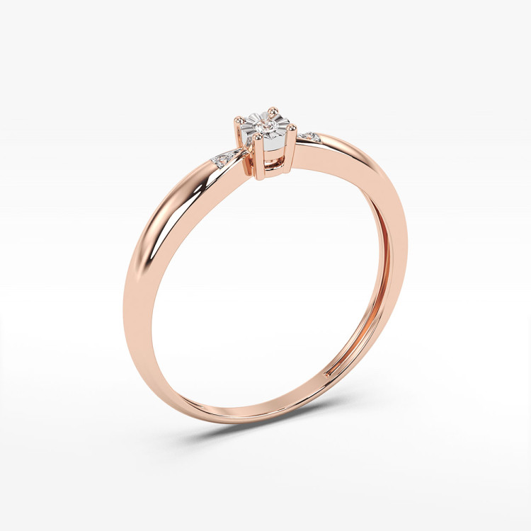 Pierścionek z różowego złota z diamentami  - próba 585 0,03CT PV-173C