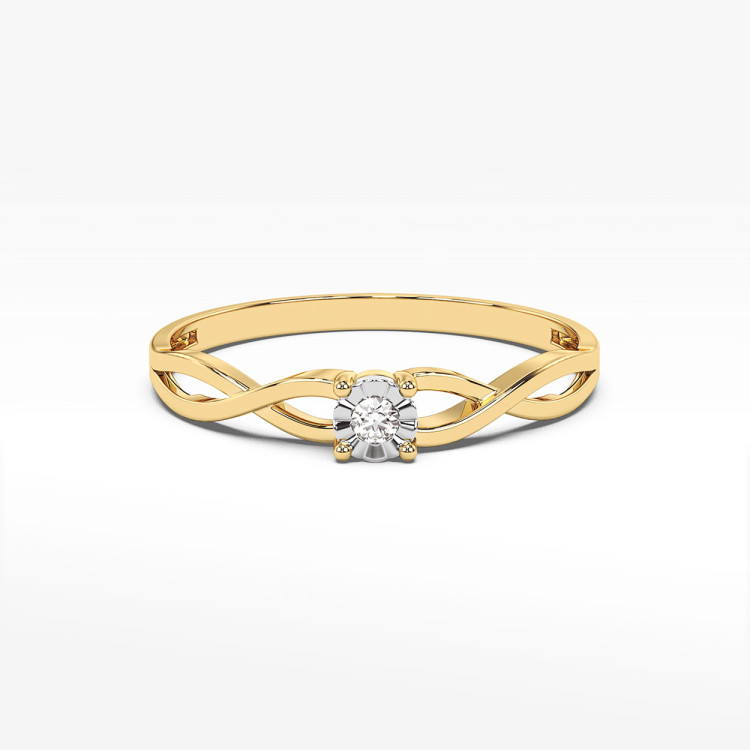 Pierścionek z żółtego złota z diamentem - próba 585 0,03CT PV-174A