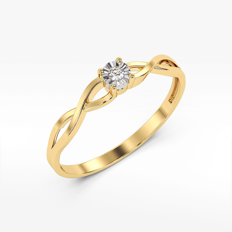 Pierścionek z żółtego złota z diamentem - próba 585 0,03CT PV-174A