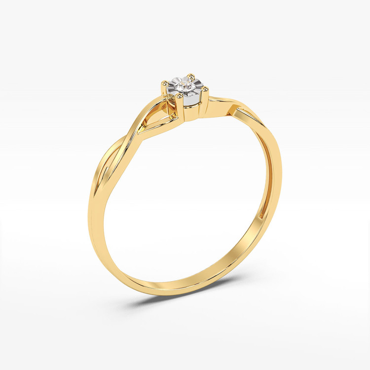 Pierścionek z żółtego złota z diamentem - próba 585 0,03CT PV-174A