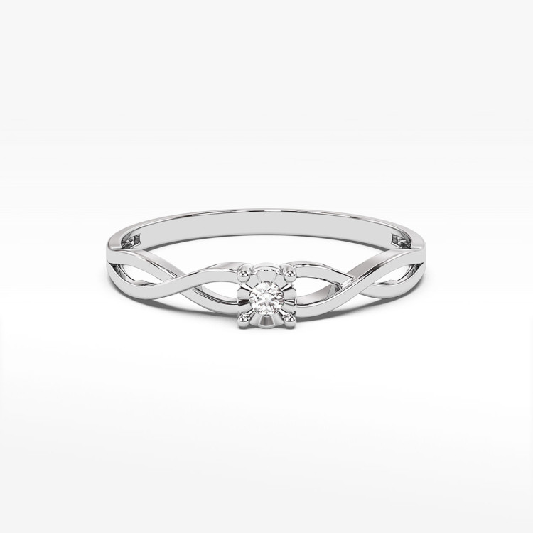 Pierścionek z białego złota z diamentem - próba 585 0,03CT PV-174B