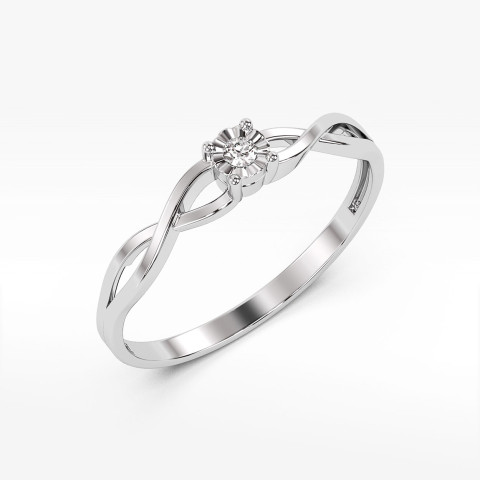 Pierścionek z białego złota z diamentem - próba 585 0,03CT PV-174B
