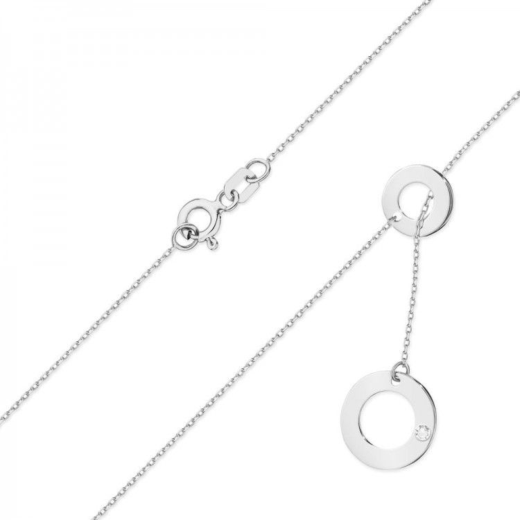 Naszyjnik z białego złota z diamentem - próba 585 0,015CT C-045A