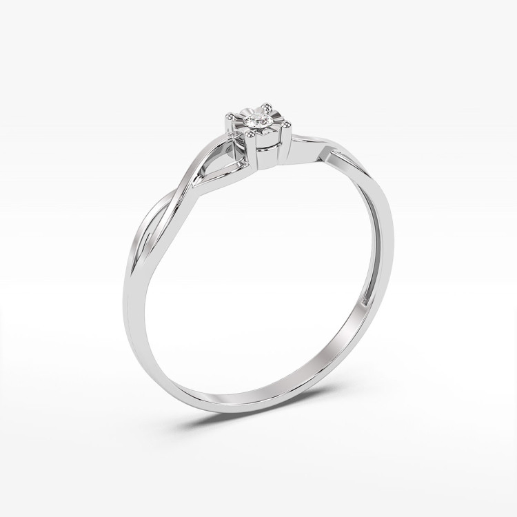 Pierścionek z białego złota z diamentem - próba 585 0,03CT PV-174B