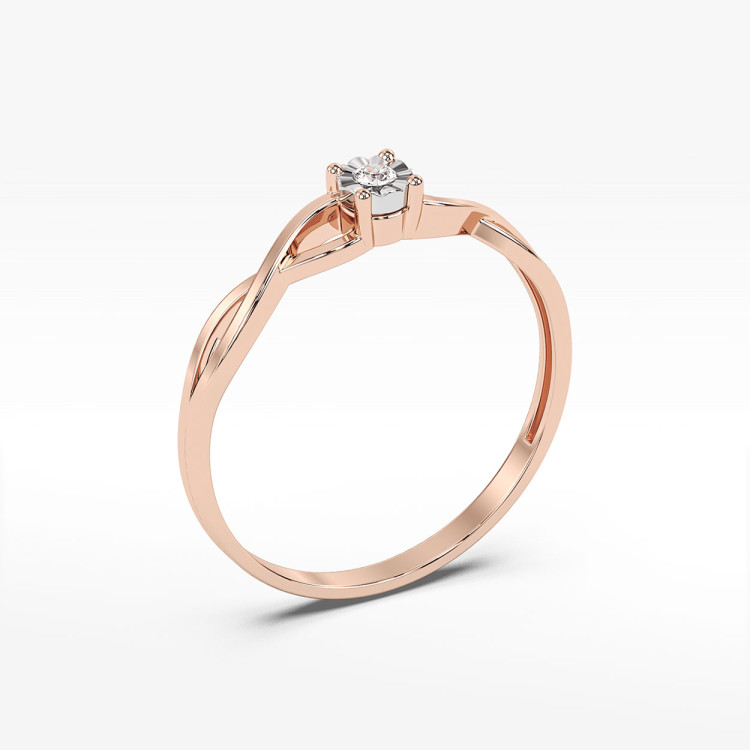 Pierścionek z różowego złota z diamentem - próba 585 0,03CT PV-174C