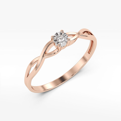 Pierścionek z różowego złota z diamentem - próba 585 0,03CT PV-174C