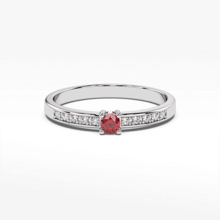Pierścionek z białego złota z rubinem - próba 585 0,20CT PV-182BR