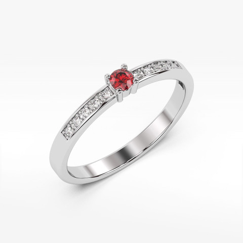 Pierścionek z białego złota z rubinem - próba 585 0,20CT PV-182BR