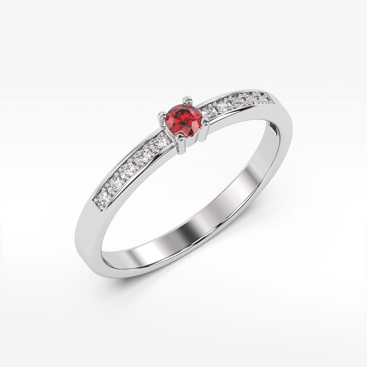 Pierścionek z białego złota z rubinem - próba 585 0,20CT PV-182BR
