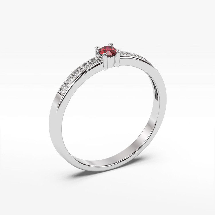 Pierścionek z białego złota z rubinem - próba 585 0,20CT PV-182BR