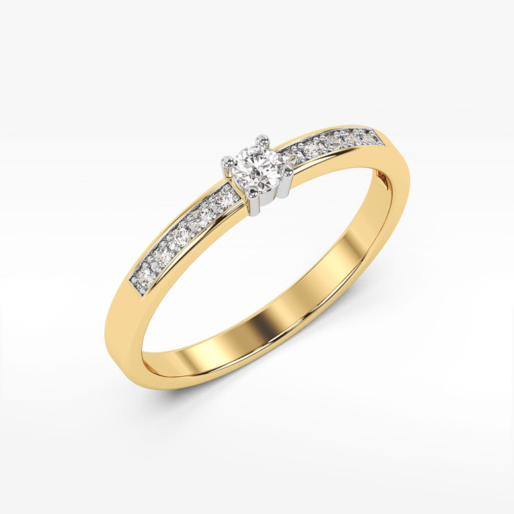 Pierścionek z żółtego złota z diamentami  - próba 585 0,28CT PV-182A