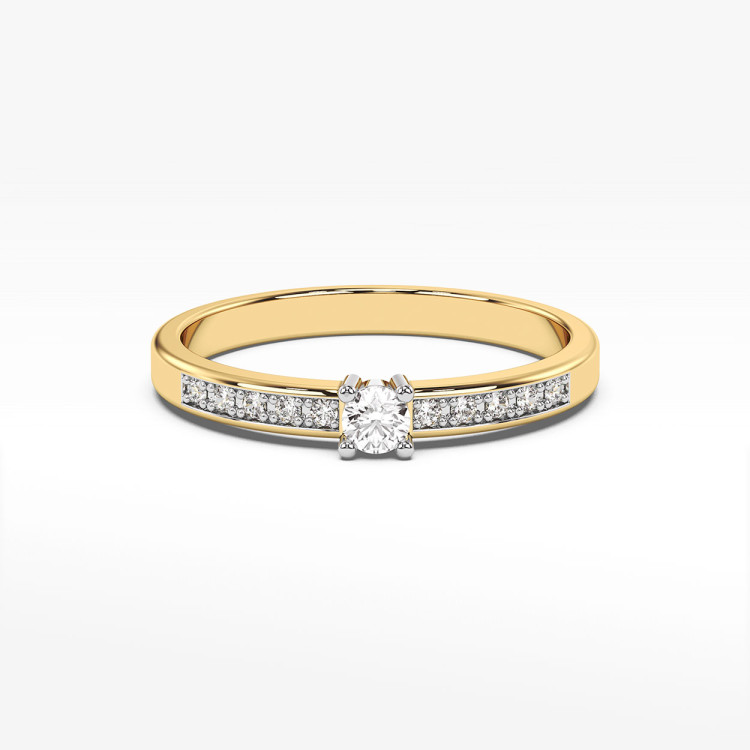 Pierścionek z żółtego złota z diamentami  - próba 585 0,28CT PV-182A