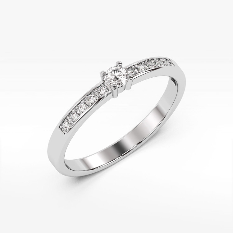 Pierścionek z białego złota z diamentami  - próba 585 0,28CT PV-182B