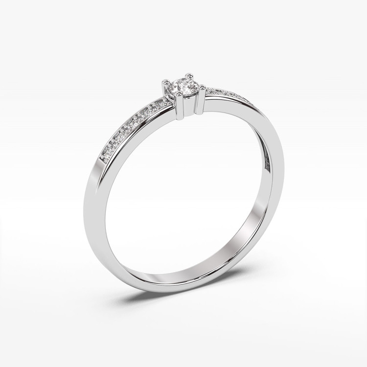 Pierścionek z białego złota z diamentami  - próba 585 0,28CT PV-182B
