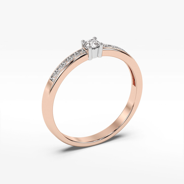 Pierścionek z różowego złota z diamentami  - próba 585 0,28CT PV-182C