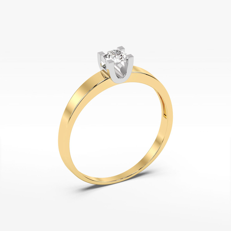 Pierścionek z żółtego złota z diamentem - próba 585 0,25CT PV-194A